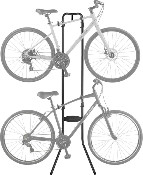 Retrospec Double Decker Free Standing Floor Vertical Bike Stand, Easy Assembly Bicycle Storage for 2 Bikes, 80 lb