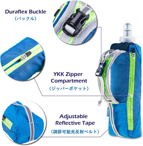 TRIWONDER Handheld Water Bottle for Running, 17 oz Soft Flask with Hand Strap, BPA Free, Blue