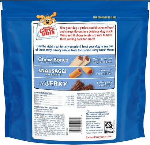 Canine Carry Outs Dog Treats, Beef & Cheese Flavor, 47 Ounce