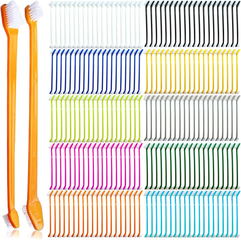 200 Pcs Dog Toothbrush Cat Tooth Brushes Bulk, Double Sided Brushing Kit,