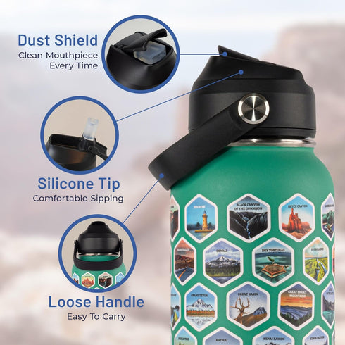 BlueTrail National Parks Water Bottle with Stickers