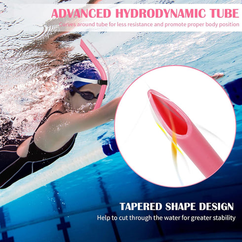 Swim Snorkel for Lap Swimming, Front Mounted Training Gear with Comfortable Head Pads and Silicone Mouthpiece