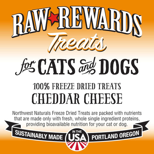 Northwest Naturals Raw Rewards Freeze-Dried Cheddar Cheese Treats for Dogs and Cats - 6 Oz Healthy, Human Grade