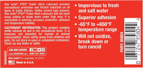 4 OZ (085804) STAR BRITE PTEF Trailer Hitch Lubricant - All-Weather Protection for Trailer Hitches - Rust & Corrosion