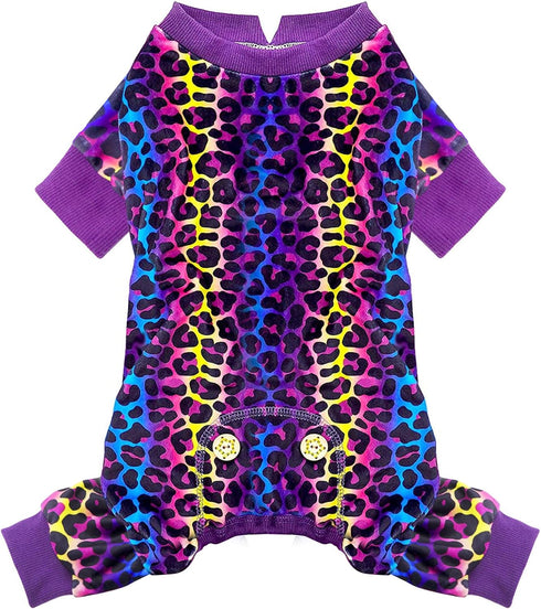 KYEESE Velvet Dog Pajamas for Small Dogs, Comfy Stretchy Doggie Pjs with Leopard Pattern, Medium Size