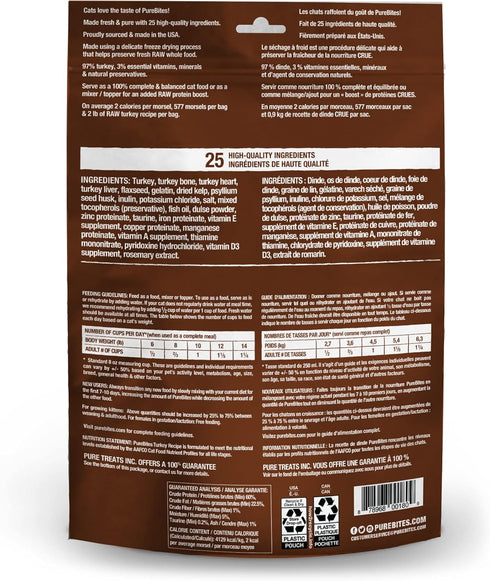 PureBites Turkey Freeze Dried Cat Food Topper, 24 Ingredients, Made in USA, 9.2oz