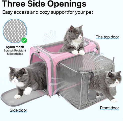 15 lbs, Cozy Expandable Cat Carrier, Airline Approved Soft Sided Pet Carrier for Cats & Small Dogs Up to with Locking