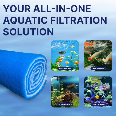 Premium Koi Pond and Aquarium Filter Media Roll, 12 inch by 1 inch Thick for Freshwater or Marine Aquariums