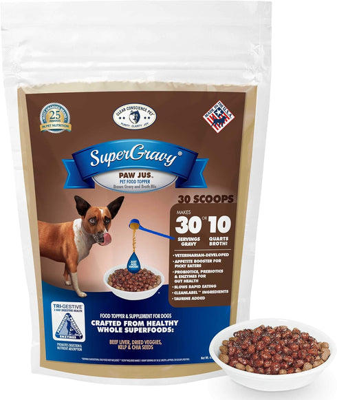 SuperGravy Original Trio, 30-Scoop Bags, Natural Dog Food Gravy Topper, Human Grade, Gluten Free, Grain Free