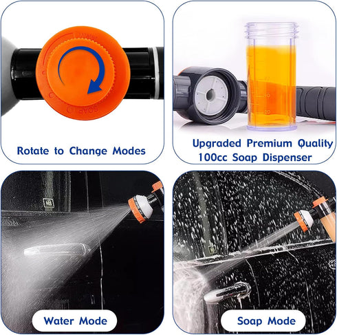 Dog Shower Attachment Water Hose Nozzle Sprayer Set with Metal 3-Way Diverter & 6.6 Ft Long Hose