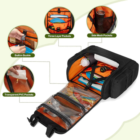 HODRANT Large Tactical Camping Kitchen Organizer, Hanging Cookware Storage Bag with Paper Towel Holder & Multi Pockets