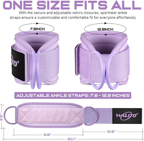 WALITO Gym Ankle Straps for Working Out, Glute Cuff Kickback Strap for Women Leg Extensions