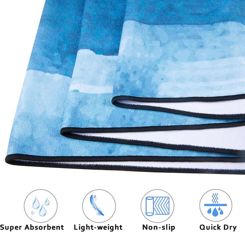 70"x26", QiyI Yoga Mat Towel with Corner Pockets, Non Slip Sweat Absorbent Hot Yoga Towels, Soft Yoga Blankets