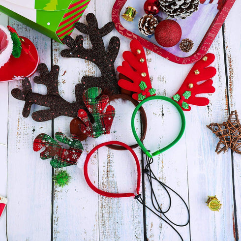 Aneco 3 Pack Christmas Reindeer Dog Headband, Puppy Xmas Antlers Holiday Pet Costume Accessory
