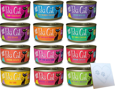 Grain-Free Huge Variety Pack, 12 Total Flavors, 2.8oz Each, 12 Cans, Includes Pet Paws Notepad