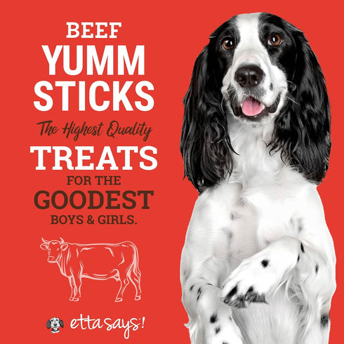 Yumm 24 Count etta says! Sticks Natural Dog Treats - Beef Dog Jerky Treats - Human-Grade Jerky for Dogs - Made in The