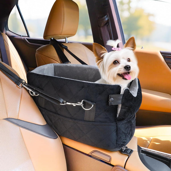 Center Console Dog Car Seats for Small Dogs Cats with Adjustable Safety