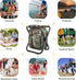 Kikerike Folding Stool Backpack Cooler Bag, Insulated Camping Chair with Front Pocket for Outdoor Events