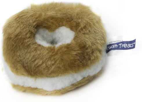 Chewish Treat 4-Inch Diameter Bagel Cream Cheese Squeaker Plush Dog Toy, Small