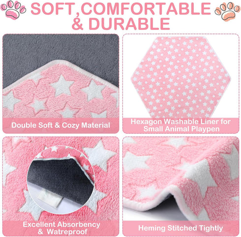 4 47 Preboun Pcs in Guinea Pig Playpen Pad Waterproof Hexagon Mat Reusable Dog Playpen Liner for Small Animal Rabbit