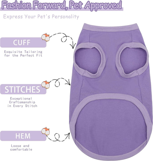 Dog Clothes Fashionable Sleeveless Pet Vest: 'Little Miss Sassy' Printed Cotton Dog Shirt, Purple 4XL for All Breeds