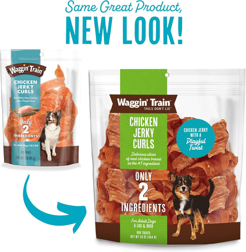 Waggin' Train Chicken Jerky Curls Limited Ingredient, High Protein, Grain Free Dog Jerky Treat - 16 oz Pouch