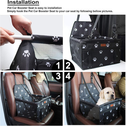 BYGD Pet Dog Booster Seat | Upgrade Support Rod | Breathable and Foldable Pet Car Basket | Portable Seat for Small and