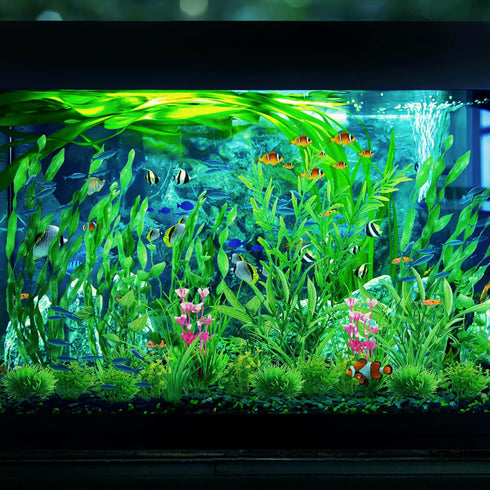 25pcs Green Fish Tank Decor, Aquarium Plants, Artificial Plants, Fish Tank Accessories, Small to Large