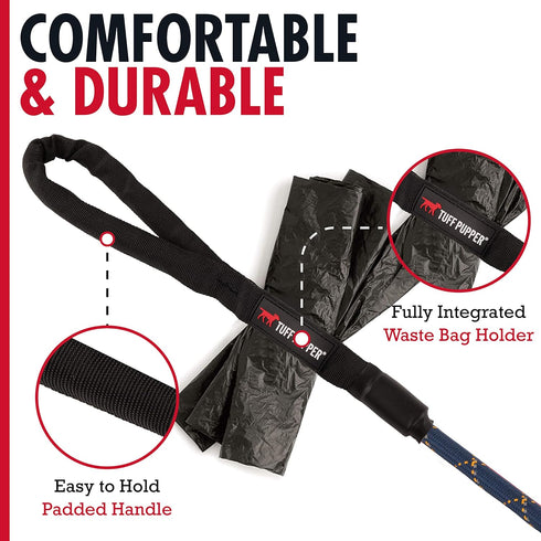 Sentry Heavy Duty Rope Dog Leash - 6 Foot Reflective Leash with Lockable Metal Carabiner for Medium & Large Dogs