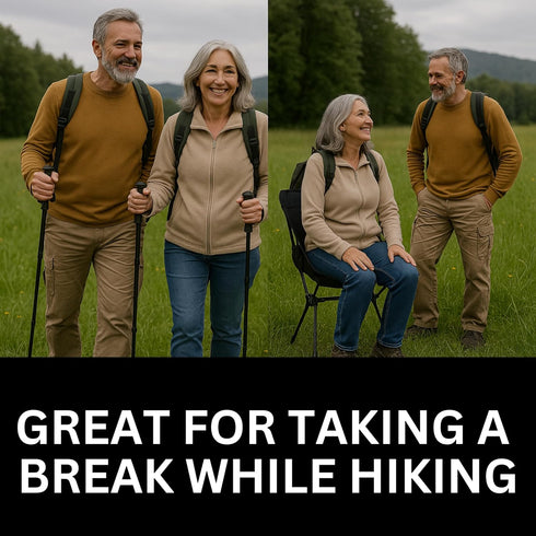 AVIVA Sports 3-in-1 Backpacking 3 lbs Camping Chair, Trekking Poles & Mounted Flashlight All-in-One Kit Small & Weighs