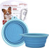 Prima Pet Expandable Collapsible Silicone Food & Water Travel Bowl with Clip for Small & Medium Dogs, AQUA