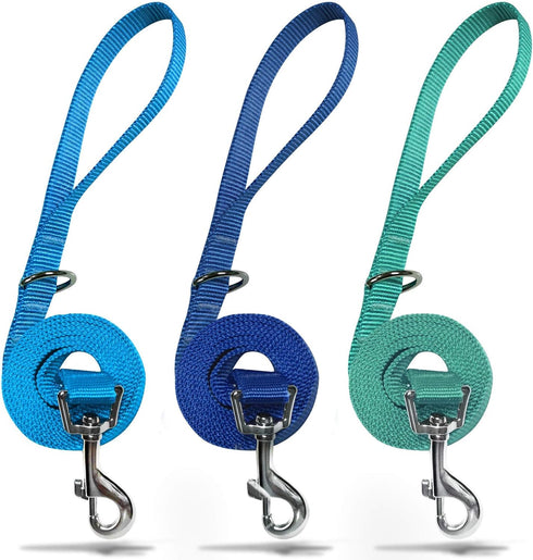azuza 3 Pack Nylon Dog Leashes, Strong & Durable Basic Style Leash for Small Dogs, Royal Blue/Blue/Green
