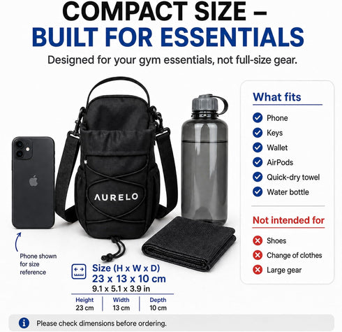 Generic 40oz), Magnetic Gym Bag for Men & Women Small Gym Bag with Rack Attachment, Water Bottle Holder (Up to Compact