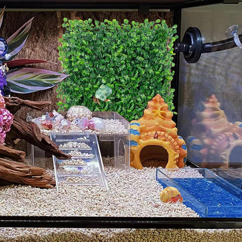 Rainmae Hermit Crab Climbing Toys, Faux Grass Mat, Plastic Plants Lawn for Gecko Reptile Lizard 10 x 10 Inch.