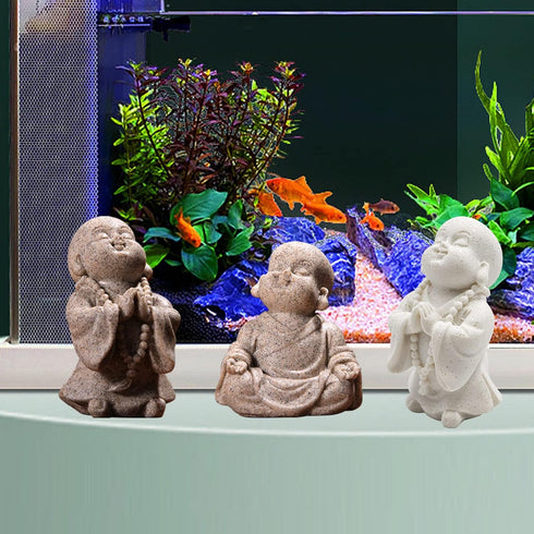 3 Pack Aquarium Ornaments, Mini Buddha Statue Sculpture Decoration for Fish Tank