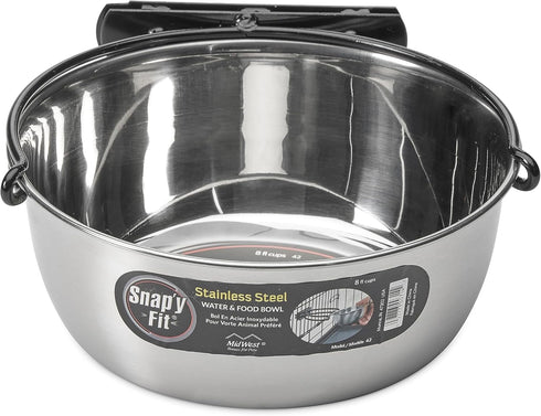 MidWest Homes for Pets Snap'y Fit Stainless Steel Food Bowl, 2 qt. for Dogs & Cats