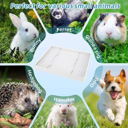 Chinchilla FHTONGE Extra Large Rabbit Litter Box with Large Steel Grid Holes, Bunny Potty Trainer Tray for Cage