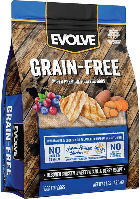 Evolve Grain Free Deboned Chicken, Sweet Potato & Berry Recipe Dry Dog Food, 4lb.
