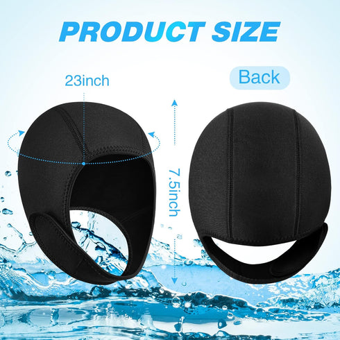 Jecery 2 Pcs Neoprene Diving Hood - Thermal Wetsuit Hood Cap Swim Caps with Chin Straps for Men Women