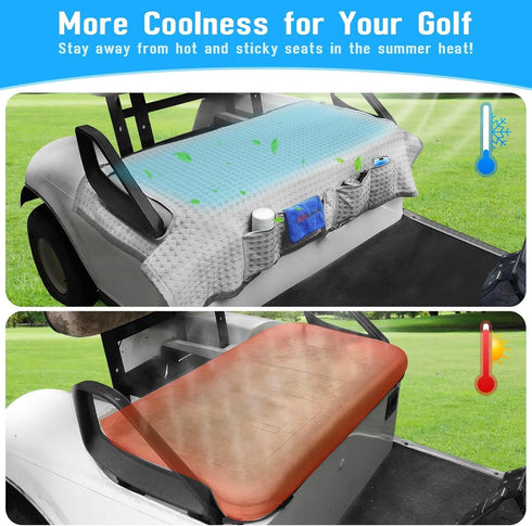 Golf Cart Seat Covers Gray Cooling Ice Silk Blanket for EZGO TXT RXV/Club Car DS Precedent, 4 Pockets for 2-Person Seats