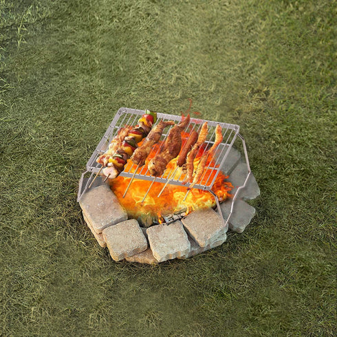 REDCAMP 17" Large Folding Campfire Grill - Heavy Duty Stainless Steel for Outdoor Cooking