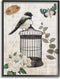 Stupell Industries Framed Wall Art, Vintage Bird Cage Butterfly Floral Script Words, Design By Nan