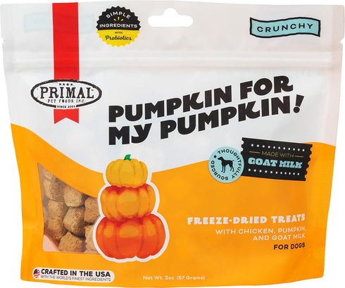 Primal Freeze Dried Dog Treats, Chicken & Pumpkin with Goat Milk, Grain Free Training Treats, 2 oz