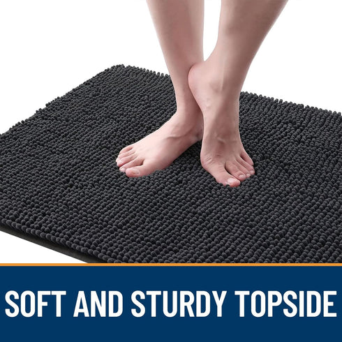 OLANLY Dog Door Mat for Muddy Paws, 36x24 Absorbent Non-Slip Washable Indoor Mat, Dark Grey