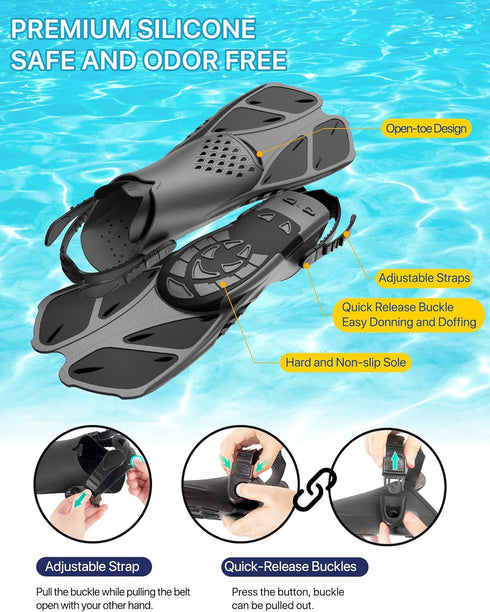 Ubekezele Women,4 1 Set Swimming,Snorkeling Snorkeling Gear for Adults Men in Snorkel with Panoramic View Diving Mask