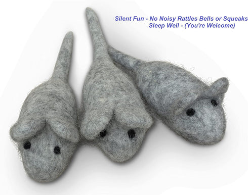 Cat Mouse Toy - 3 Felted Wool Mouse Toys Without Catnip for Indoor Cats and Kittens