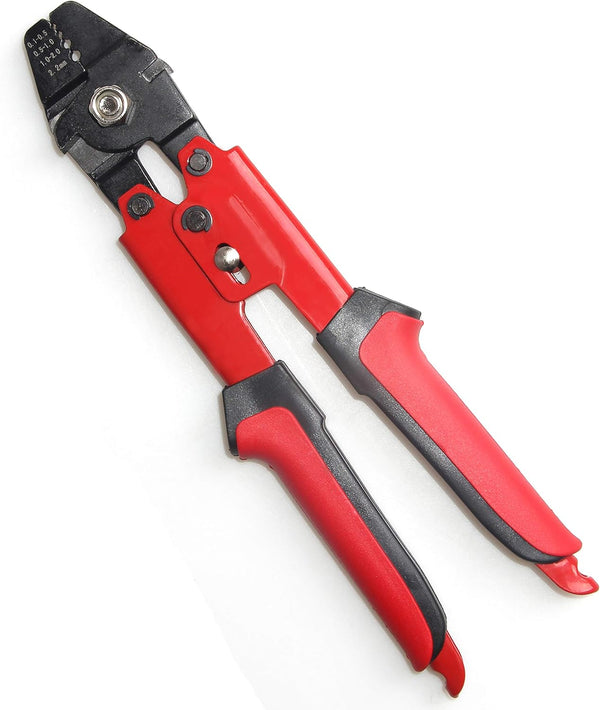Heavy Duty Fishing Crimping Pliers, Stainless Steel Wire Rope Crimping Tool with Built-in Wire Cutters, 4 Sizes (Red)