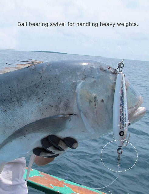 Saltwater Heavy Duty Ball Bearing Swivel Set, Fishing Snap Swivels for Big Game Tackle Spinner Connector