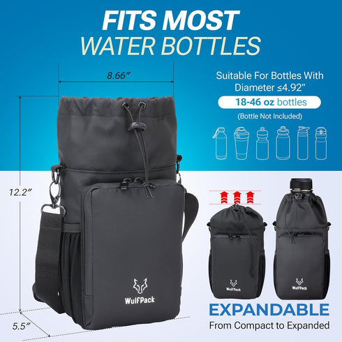 WulfPack Magnetic Gym Bag, Magnetic Bottle Bag, Water Bottle Carrier Holder with Large Phone Pockets, Large Pockets