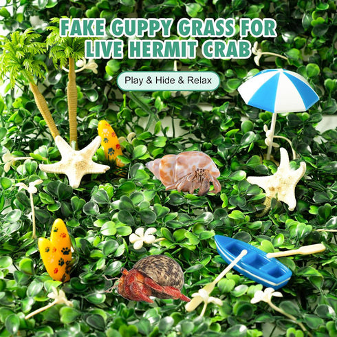 Swirge 2 1010" Hermit Crab Climbing Wall Toys, Pcs Faux Grass Mat Climbing Wall for Reptile Tank, Gecko and Lizard